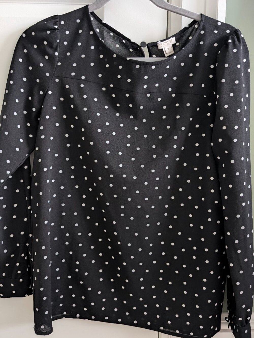 J.Crew Black & White Polka Dot Long Sleeve Blouse | Size XS
